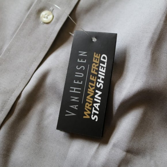 3/$15 VAN HEUSEN Blended Pinpoint Oxford Collar Shirt NWT! - Gray, Size S - Picture 10 of 16